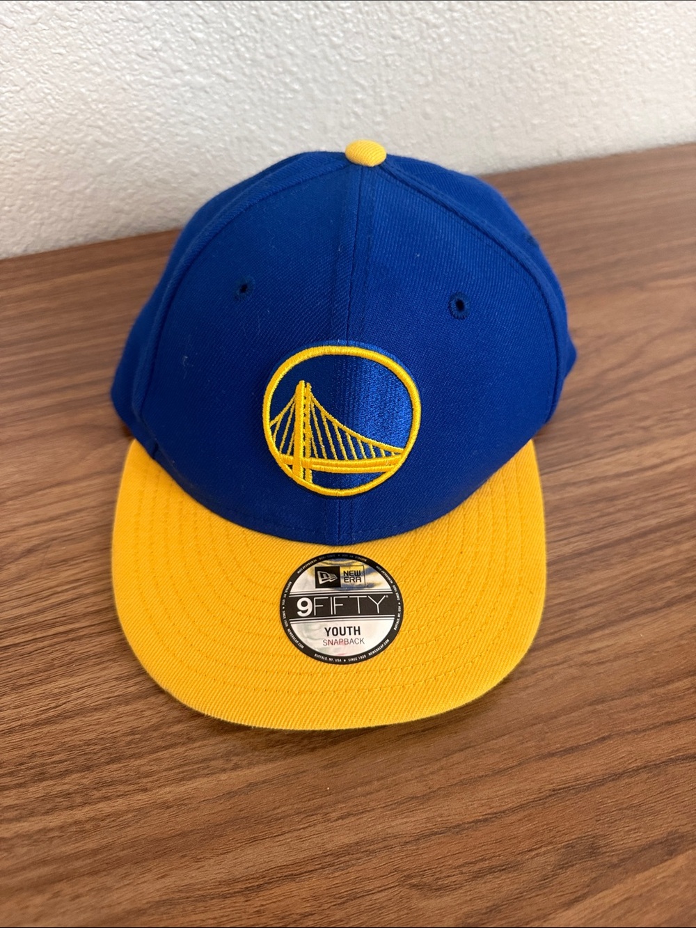 New Era Youth Blue and Yellow Golden State Warriors Snapback Hat